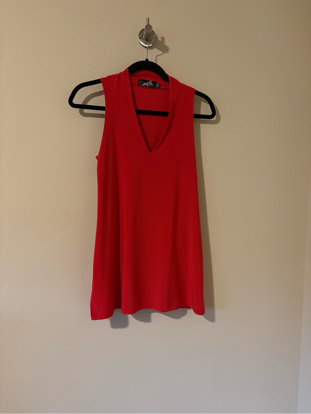 Sympli Orange Sleeveless V-Neck Jersey Top